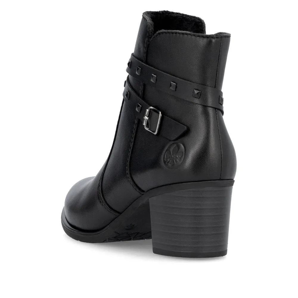 Rieker Ladies Stud Trim Mid Heel Ankle Boot
