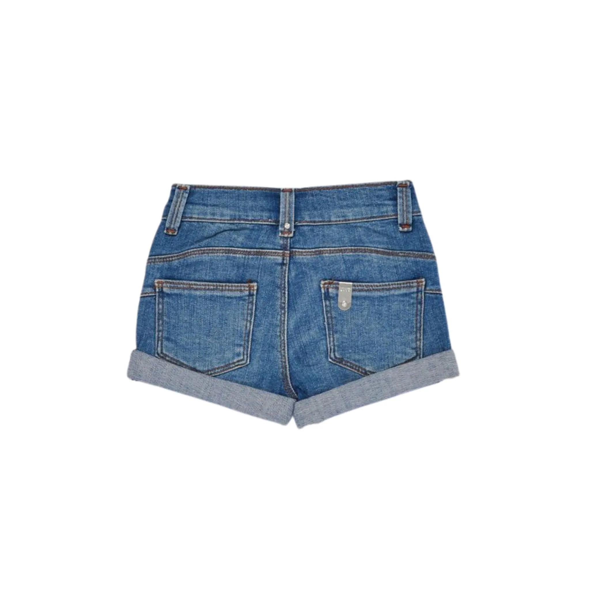 Short Bambina in denim con risvolto