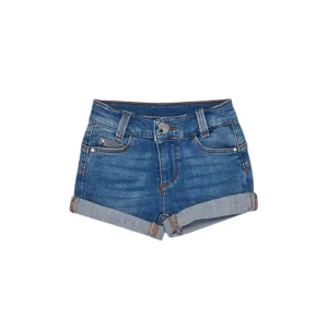 Short Bambina in denim con risvolto