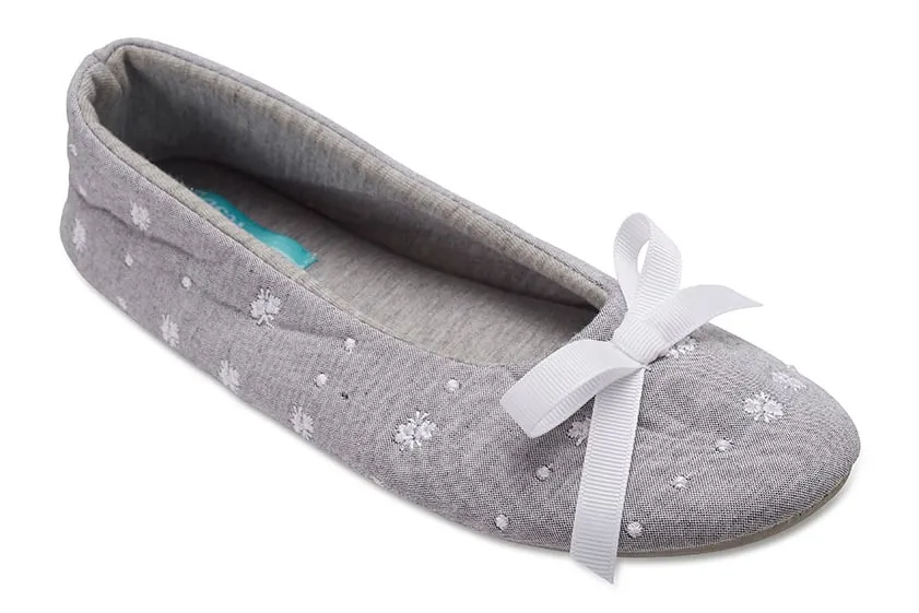 Sonia Slipper in Grey And White Fabric