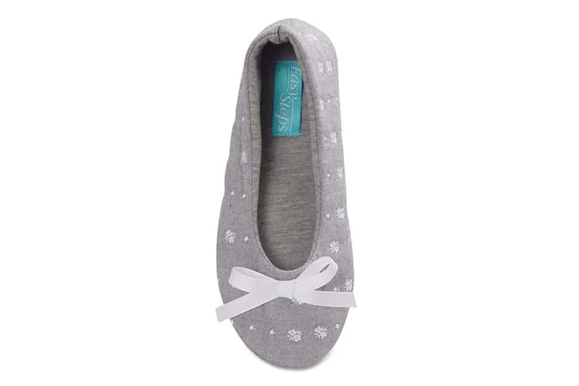 Sonia Slipper in Grey And White Fabric