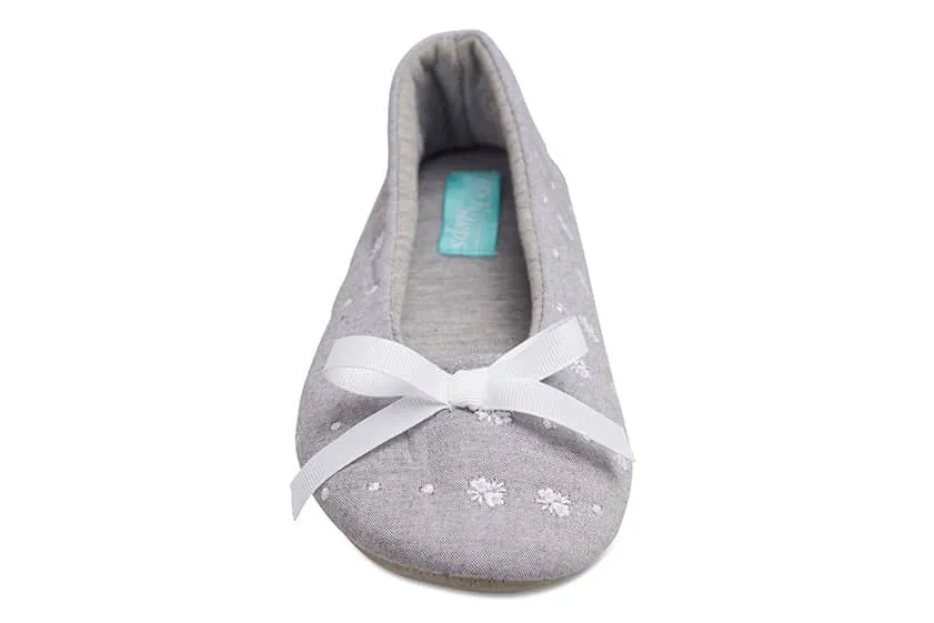Sonia Slipper in Grey And White Fabric