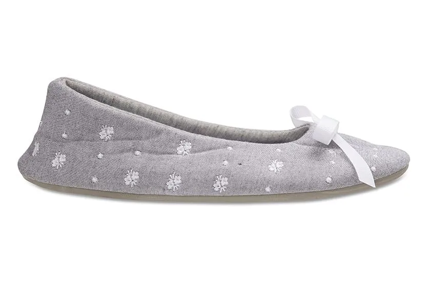 Sonia Slipper in Grey And White Fabric