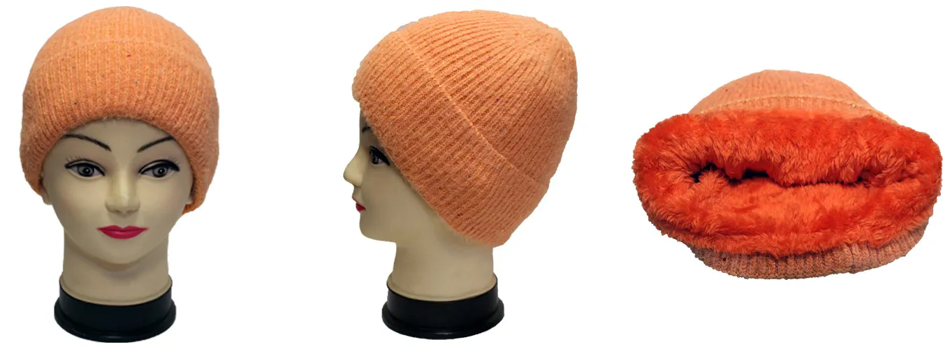 Sparkly Fleece-Lined Knit Beanie - HT2103