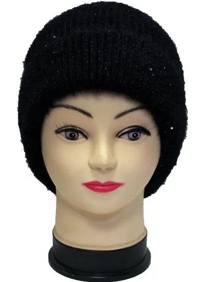 Sparkly Fleece-Lined Knit Beanie - HT2103