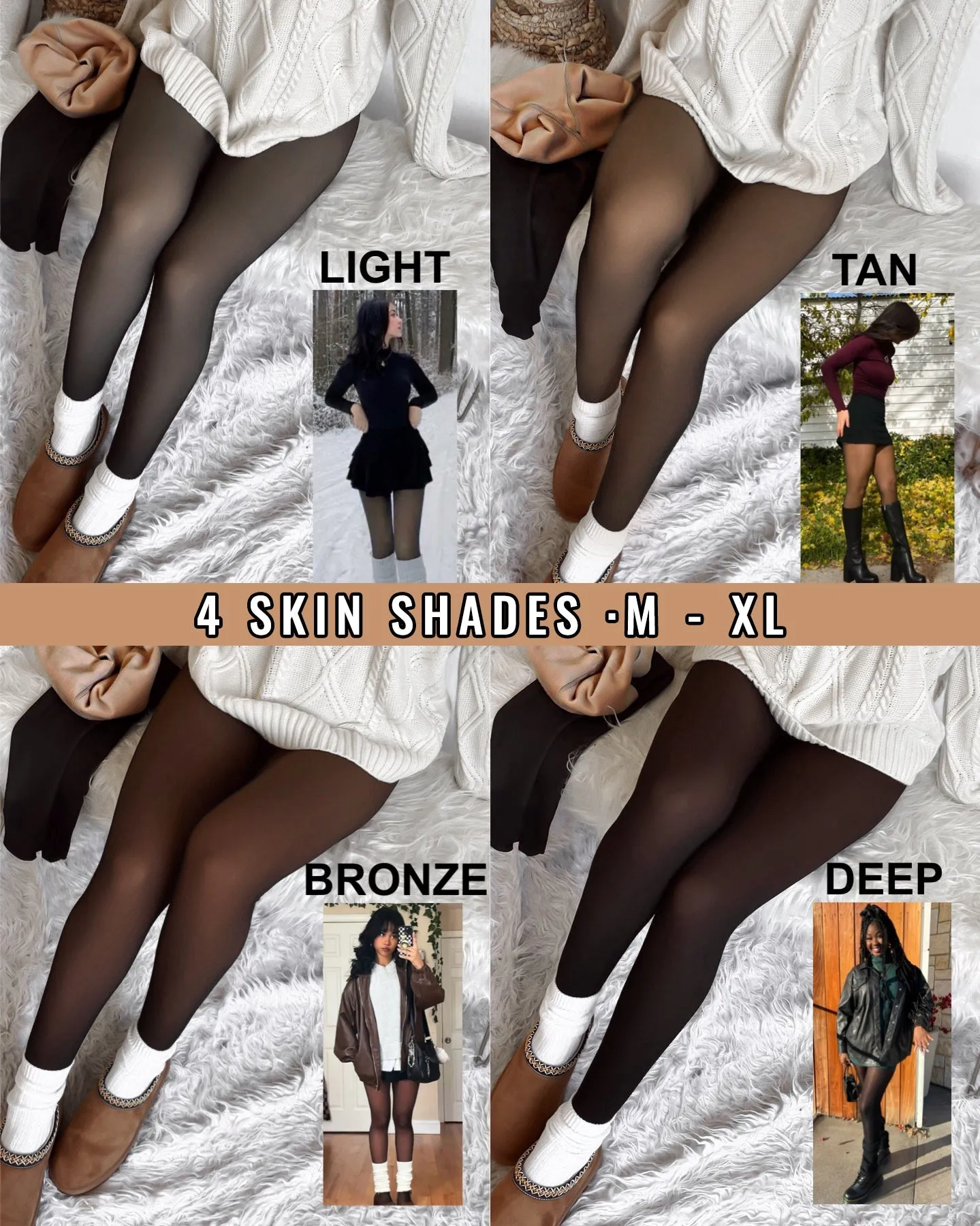Translucent Fleece Lined Tights(2 Pack)