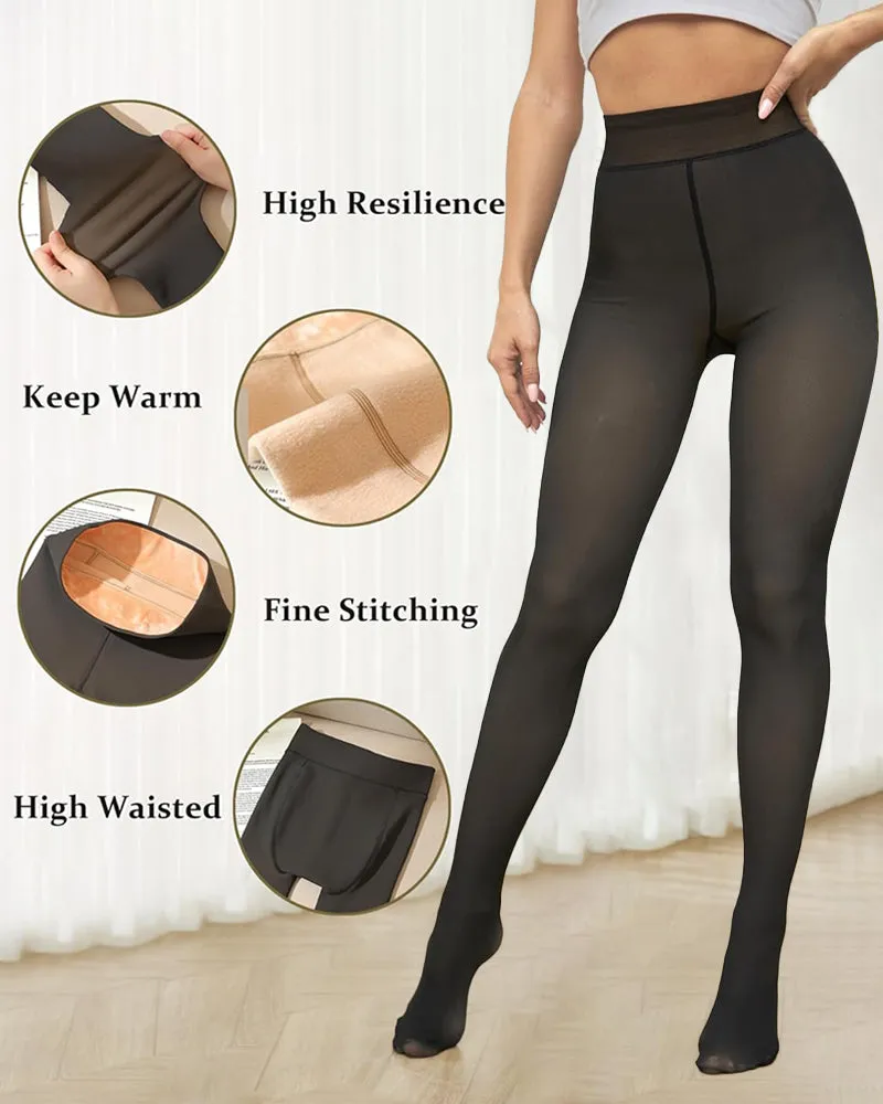 Translucent Fleece Lined Tights(2 Pack)