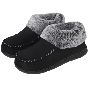VONMAY Women's Moccasin Suede Bootie Slippers Furry Plush Boots House Shoes Indoor Outdoor