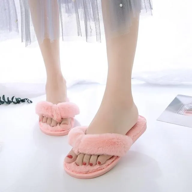 Warm Fluffy Slippers Soft Furry Flip Flops