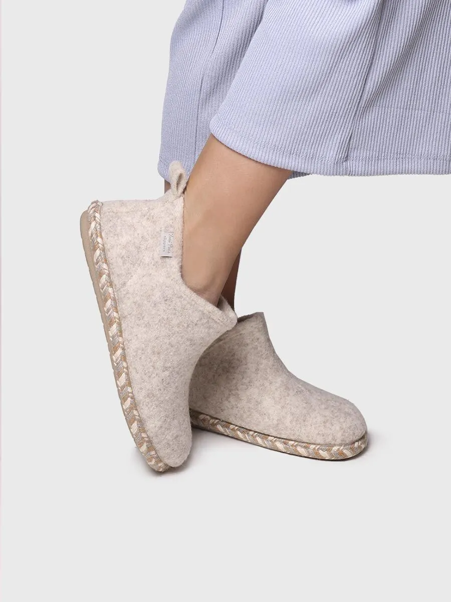 Women's Slipper in Felt in Ecru - DUNA-FP