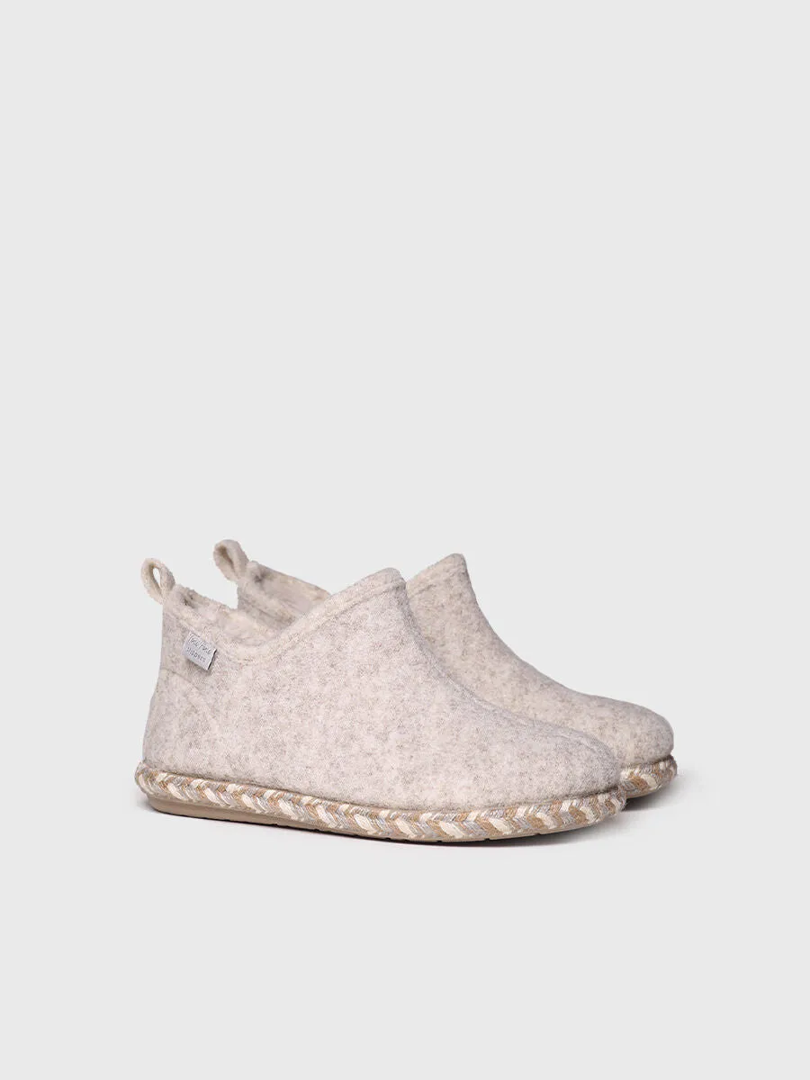 Women's Slipper in Felt in Ecru - DUNA-FP