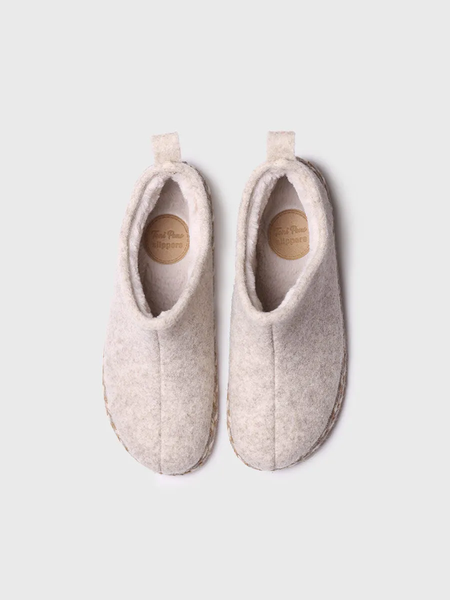 Women's Slipper in Felt in Ecru - DUNA-FP